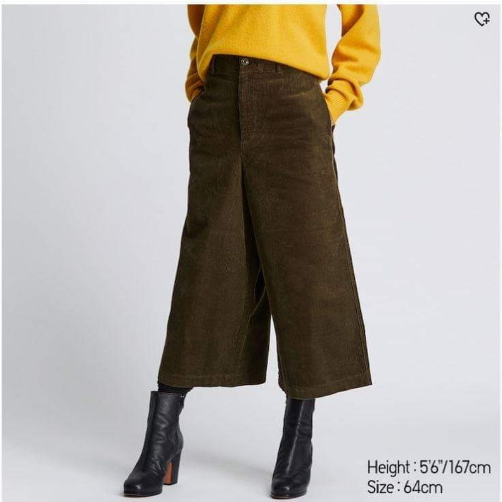 Uniqlo high waist corduroy wide cropped pants